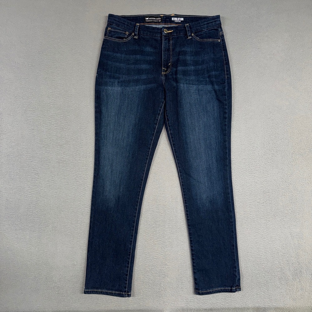 Lee Jeans Womens 16 Blue Straight Leg Modern Series Revolution Stretch Denim